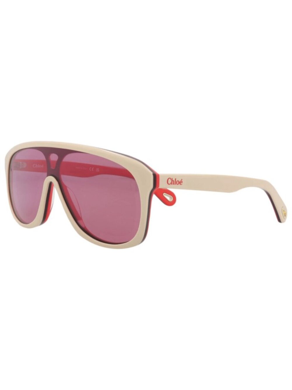New Chloé Women's Sunglasses Aviator Recycled Acetate Frame Ivory Ivory Pink